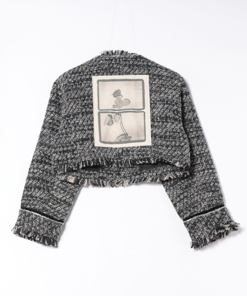 jouetie（ジュエティ）の「【PosTokyo】ノーカラーツイードジャケット（ノーカラージャケット・レディース・ブラック/ボルドー・MEDIUM）」の9枚目の写真