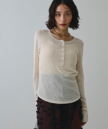 ELLEgirl | ヘンリーネックシアーリブトップス【ELLEgirl/エルガール】(Tシャツ/カットソー)