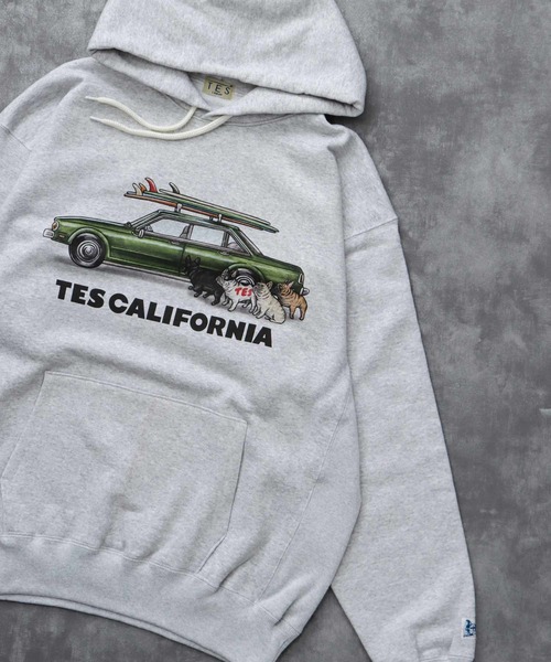 The Endless Summer（エンドレスサマー）の「TES 4 BUHI CHASING THE WAVES SWEAT PARKA / スウェットパーカー（パーカー・メンズ・ホワイト/ベージュ/グレー・SMALL/MEDIUM/LARGE/X-LARGE）」の3枚目の写真