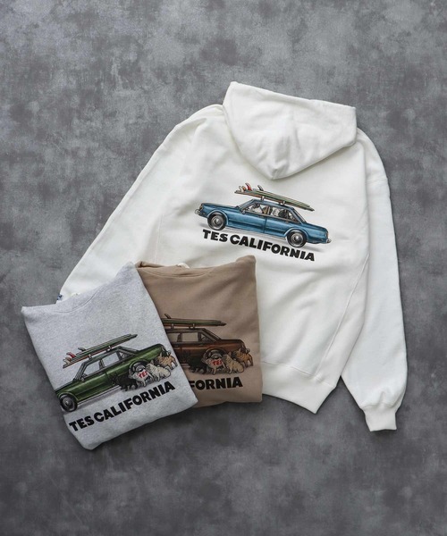 The Endless Summer（エンドレスサマー）の「TES 4 BUHI CHASING THE WAVES SWEAT PARKA / スウェットパーカー（パーカー・メンズ・ホワイト/ベージュ/グレー・SMALL/MEDIUM/LARGE/X-LARGE）」の4枚目の写真