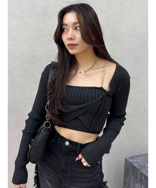 EVRIS（エヴリス）の「アンサンブルチェーンニットトップス（ニット/セーター・レディース・グレー/ブルー/ブラック・FREE）」の13枚目の写真