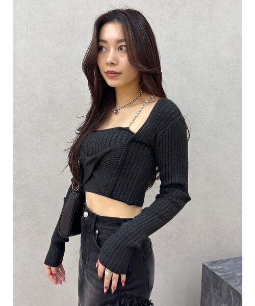 EVRIS（エヴリス）の「アンサンブルチェーンニットトップス（ニット/セーター・レディース・グレー/ブルー/ブラック・FREE）」の14枚目の写真