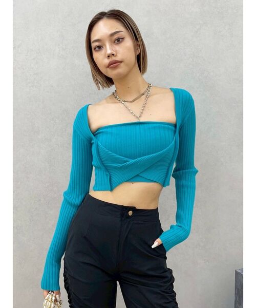 EVRIS（エヴリス）の「アンサンブルチェーンニットトップス（ニット/セーター・レディース・グレー/ブルー/ブラック・FREE）」の17枚目の写真