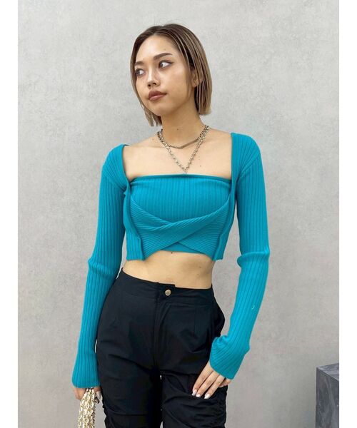 EVRIS（エヴリス）の「アンサンブルチェーンニットトップス（ニット/セーター・レディース・グレー/ブルー/ブラック・FREE）」の18枚目の写真