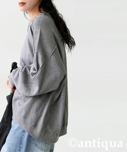 antiqua(アンティカ)の「スウェットライクニット(ニット/セーター・レディース・杢グレー/ブラック/ネイビー/ホワイト系その他/レッド・P/R)」の19枚目の写真