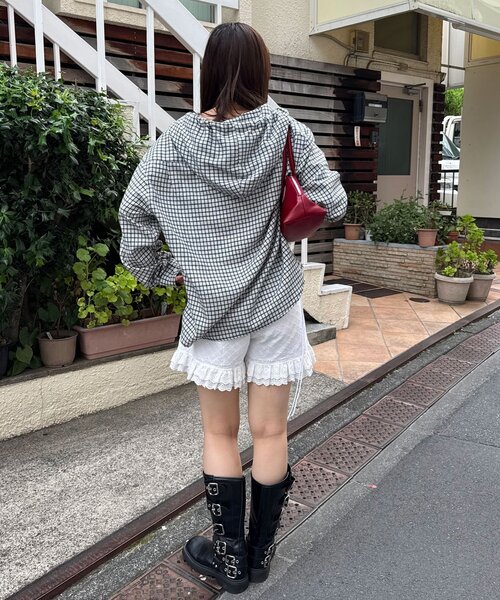 CIAOPANIC(チャオパニック)の「フード付きアソートチェックシャツ / パーカー(シャツ/ブラウス・レディース・グリーン/サックスブルー/ブラウン/ネイビー/ベージュ/ブラック・LARGE/MEDIUM)」の9枚目の写真