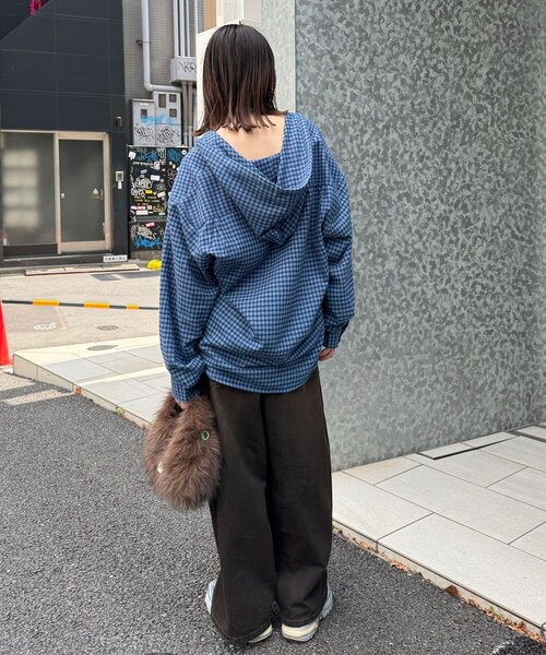 CIAOPANIC(チャオパニック)の「フード付きアソートチェックシャツ / パーカー(シャツ/ブラウス・レディース・グリーン/サックスブルー/ブラウン/ネイビー/ベージュ/ブラック・LARGE/MEDIUM)」の15枚目の写真