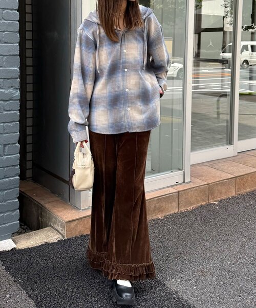 CIAOPANIC(チャオパニック)の「フード付きアソートチェックシャツ / パーカー(シャツ/ブラウス・レディース・グリーン/サックスブルー/ブラウン/ネイビー/ベージュ/ブラック・LARGE/MEDIUM)」の21枚目の写真