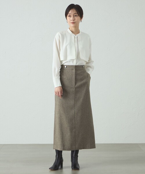 CAST:（キャストコロン）の「【着用しわ軽減/吸水速乾】ガンパッチブラウス（シャツ/ブラウス・レディース・ネイビー/ホワイト・S/M）」の3枚目の写真