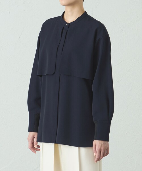 CAST:（キャストコロン）の「【着用しわ軽減/吸水速乾】ガンパッチブラウス（シャツ/ブラウス・レディース・ネイビー/ホワイト・S/M）」の6枚目の写真