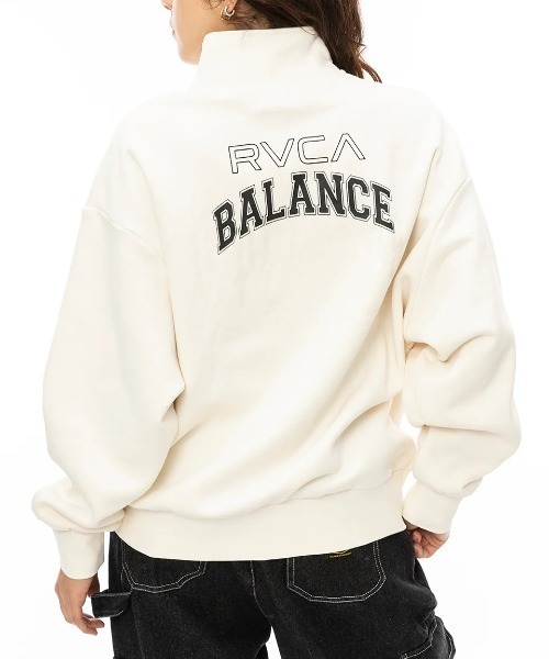 RVCA(ルーカ)の「【RVCA/ルーカ】24AW METALURGY HALF ZIP/ハーフジップバックプリントスタンドカラースウェットトレーナー(スウェット・レディース・ホワイト/ブラック/サンドベージュ・SMALL/MEDIUM)」の1枚目の写真