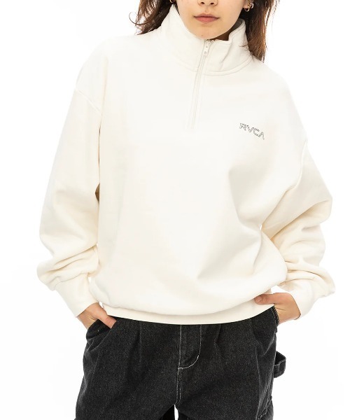 RVCA(ルーカ)の「【RVCA/ルーカ】24AW METALURGY HALF ZIP/ハーフジップバックプリントスタンドカラースウェットトレーナー(スウェット・レディース・ホワイト/ブラック/サンドベージュ・SMALL/MEDIUM)」の4枚目の写真