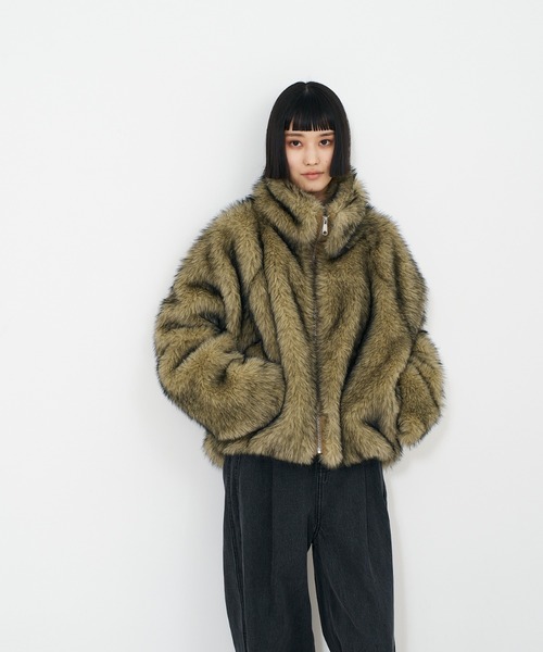 セール】スタンドフェイクファーブルゾン / ファーコート（ブルゾン