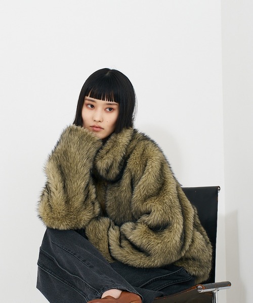NOMINE（ノミネ）の「スタンドフェイクファーブルゾン / ファーコート（ブルゾン・レディース・ブラウン/イエロー/ベージュ・フリー）」の19枚目の写真