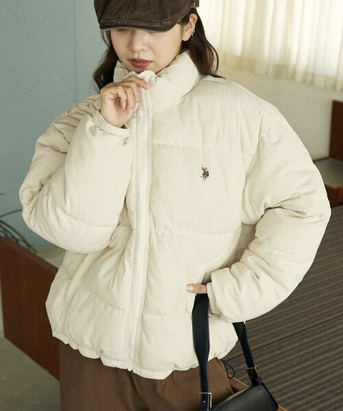 PUBLUX（パブリュクス）の「U.S. POLO ASSN. × PUBLUX/ユーエスポロアッスン コーデュロイ 中綿 ジャケット　限定展開（ブルゾン・レディース・オフホワイト/サックスブルー/ブラック・ﾌﾘ-）」の2枚目の写真