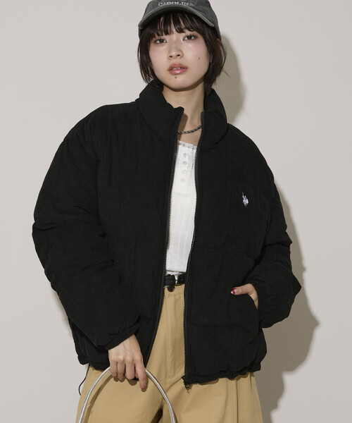 PUBLUX（パブリュクス）の「U.S. POLO ASSN. × PUBLUX/ユーエスポロアッスン コーデュロイ 中綿 ジャケット　限定展開（ブルゾン・レディース・オフホワイト/サックスブルー/ブラック・ﾌﾘ-）」の4枚目の写真