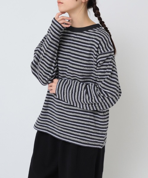 【ベージュベース】M2563 ブロックインレイマルチボーダーロンT RNA-N｜M2563 ブロックインレイマルチボーダーロンT | Rakuten Fashion