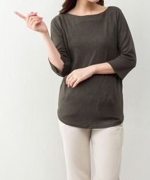 MARAI | ボートネック七分袖カットソー コットン こなれ感(Tシャツ/カットソー)