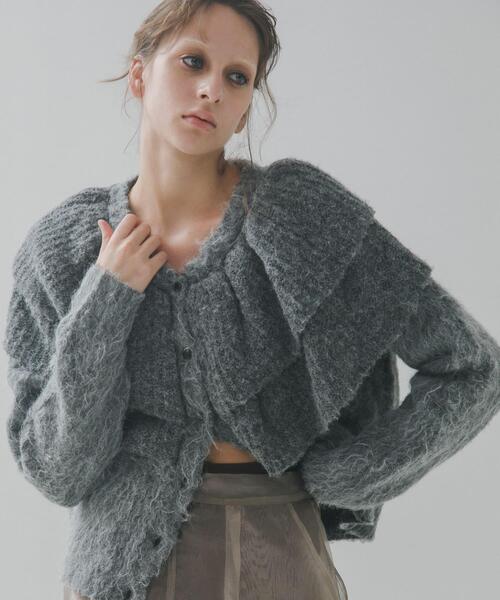 LAATO（ラート）の「frill frill knit cardigan（ニット/セーター・レディース・ライトカーキ/ダークグレー/モカ/マスタード・FREE）」の2枚目の写真