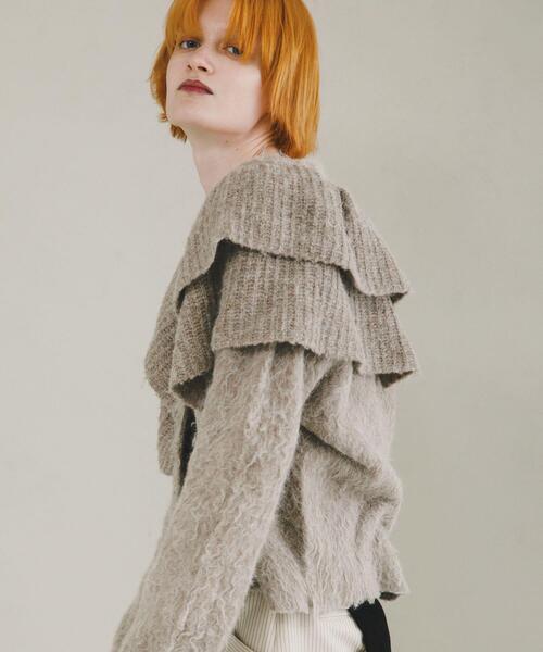 LAATO（ラート）の「frill frill knit cardigan（ニット/セーター・レディース・ライトカーキ/ダークグレー/モカ/マスタード・FREE）」の6枚目の写真