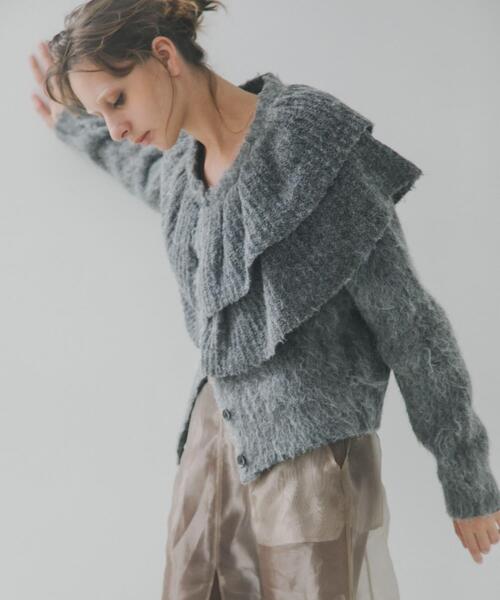 LAATO（ラート）の「frill frill knit cardigan（ニット/セーター・レディース・ライトカーキ/ダークグレー/モカ/マスタード・FREE）」の13枚目の写真