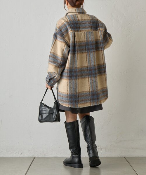 COLONY 2139（コロニートゥーワンスリーナイン）の「シャギーチェックシャツアウター（その他アウター・レディース・ブラウン/ブラック/サックスブルー・FREE）」の20枚目の写真