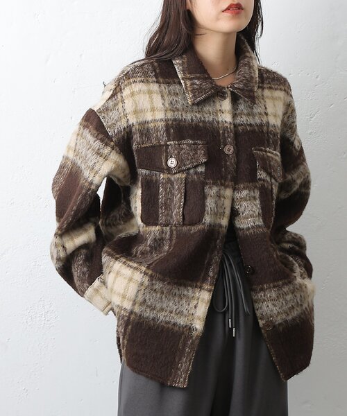 COLONY 2139（コロニートゥーワンスリーナイン）の「シャギーチェックシャツアウター（その他アウター・レディース・ブラウン/ブラック/サックスブルー・FREE）」の21枚目の写真