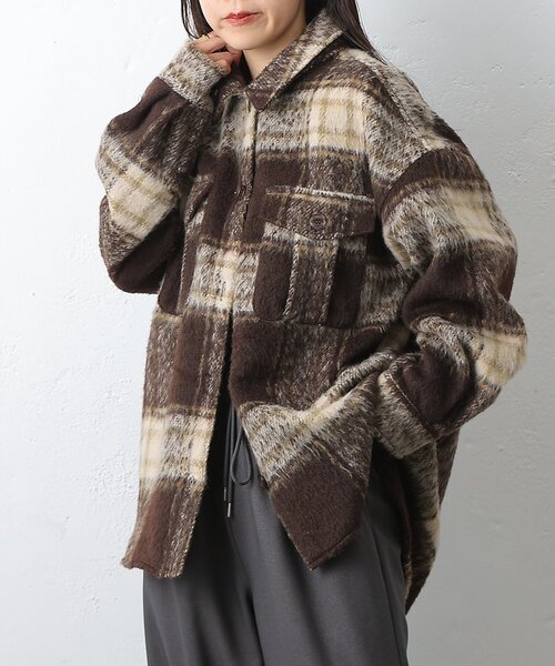 COLONY 2139（コロニートゥーワンスリーナイン）の「シャギーチェックシャツアウター（その他アウター・レディース・ブラウン/ブラック/サックスブルー・FREE）」の22枚目の写真