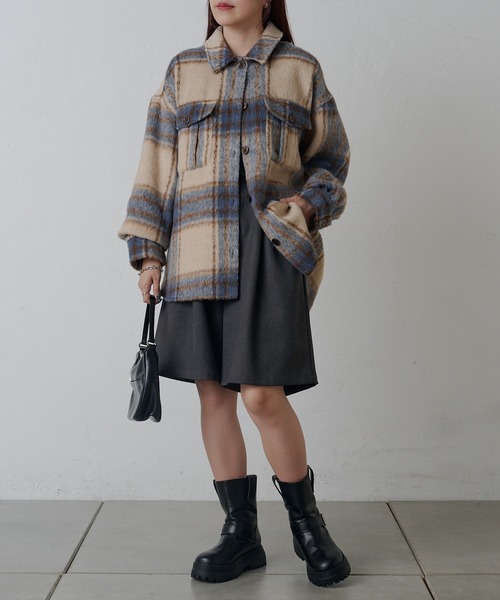 COLONY 2139（コロニートゥーワンスリーナイン）の「シャギーチェックシャツアウター（その他アウター・レディース・ブラウン/ブラック/サックスブルー・FREE）」の6枚目の写真