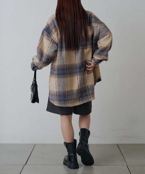 COLONY 2139（コロニートゥーワンスリーナイン）の「シャギーチェックシャツアウター（その他アウター・レディース・ブラウン/ブラック/サックスブルー・FREE）」の7枚目の写真