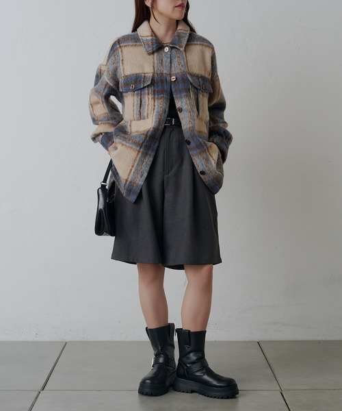 COLONY 2139（コロニートゥーワンスリーナイン）の「シャギーチェックシャツアウター（その他アウター・レディース・ブラウン/ブラック/サックスブルー・FREE）」の9枚目の写真
