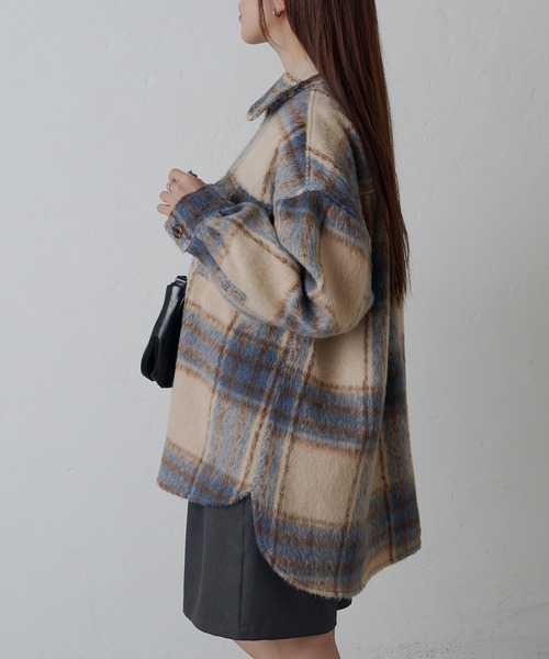 COLONY 2139（コロニートゥーワンスリーナイン）の「シャギーチェックシャツアウター（その他アウター・レディース・ブラウン/ブラック/サックスブルー・FREE）」の5枚目の写真