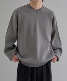 ミラノリブ浅Vネックルーズニット