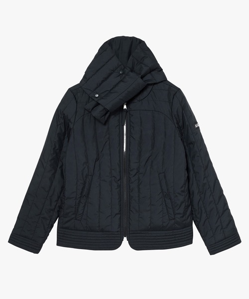 AIGLE(エーグル)の「撥水 REPREVE キルティング中綿 ノーカラージャケット / マフラー付き(ダウンジャケット/コート・レディース・ナチュラル/ブラック/ピンク・38/36/40)」の2枚目の写真