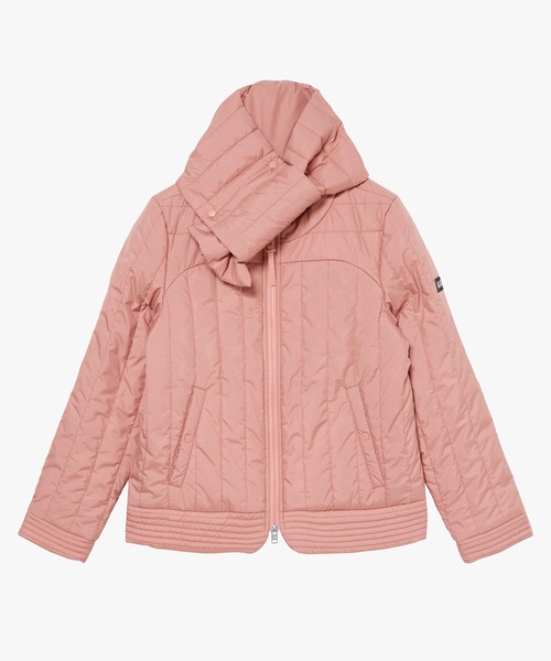 AIGLE(エーグル)の「撥水 REPREVE キルティング中綿 ノーカラージャケット / マフラー付き(ダウンジャケット/コート・レディース・ナチュラル/ブラック/ピンク・38/36/40)」の5枚目の写真