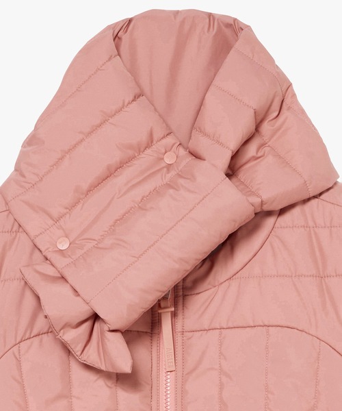 撥水 REPREVE キルティング中綿 ノーカラージャケット / マフラー付き