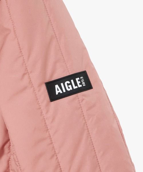 撥水 REPREVE キルティング中綿 ノーカラージャケット / マフラー付き