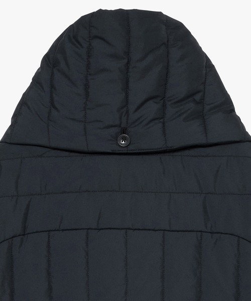 撥水 REPREVE キルティング中綿 ノーカラージャケット / マフラー付き