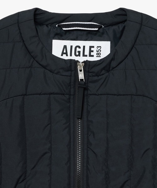 AIGLE(エーグル)の「撥水 REPREVE キルティング中綿 ノーカラージャケット / マフラー付き(ダウンジャケット/コート・レディース・ナチュラル/ブラック/ピンク・38/36/40)」の19枚目の写真