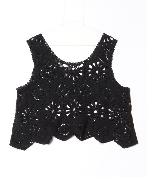 Dream garden(ドリームガーデン)の「かぎ編み ビスチェ トップス(その他トップス・レディース・ブラック/モカ/ホワイト・FREE)」の2枚目の写真