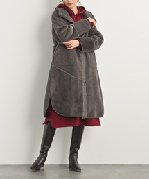 aunt lily（アントリリー）の「【HIT ITEM！】洗えるリバーシブルフェイクムートンコート | スタンドネック リバーシブル フェイクムートン 洗える 軽量 Aライン ボア スエード（ムートンコート）」