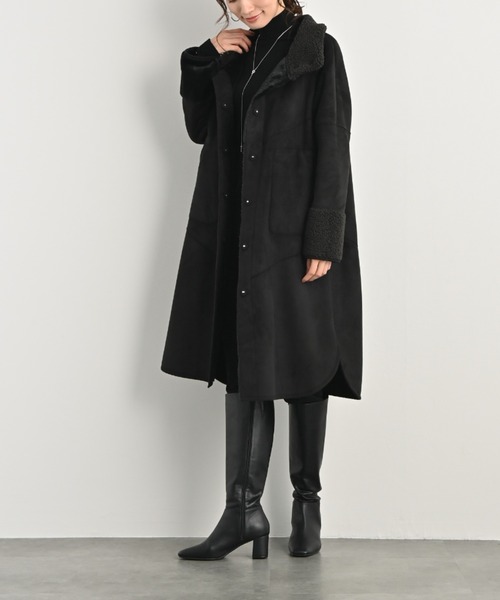 #新品未使用#リバーシブル・ウォッシャブルエコムートンロングジレ jouetie エコムートンリバーシブルトレンチコート（カーキ