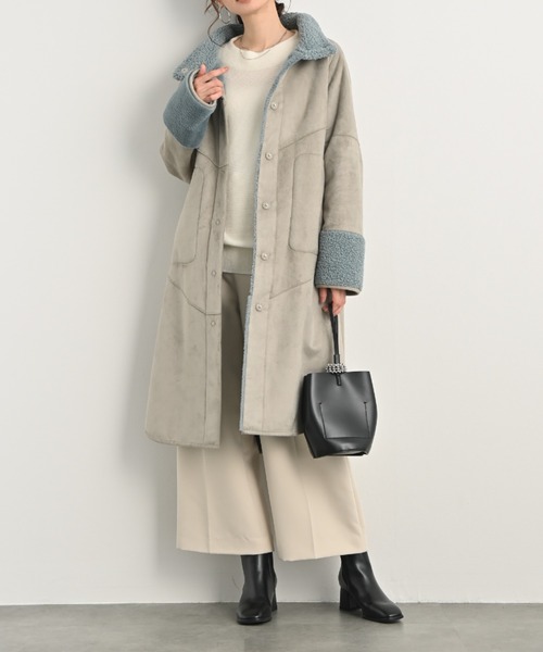 セール】【HIT ITEM！】洗えるリバーシブルフェイクムートンコート