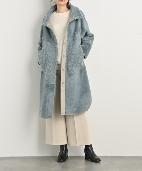 aunt lily(アントリリー)の「【HIT ITEM!】洗えるリバーシブルフェイクムートンコート | スタンドネック リバーシブル フェイクムートン 洗える 軽量 Aライン ボア スエード(ムートンコート・レディース・チャコールグレー/ブラック/ライトグレー・S/M/L/LL/3L)」の21枚目の写真