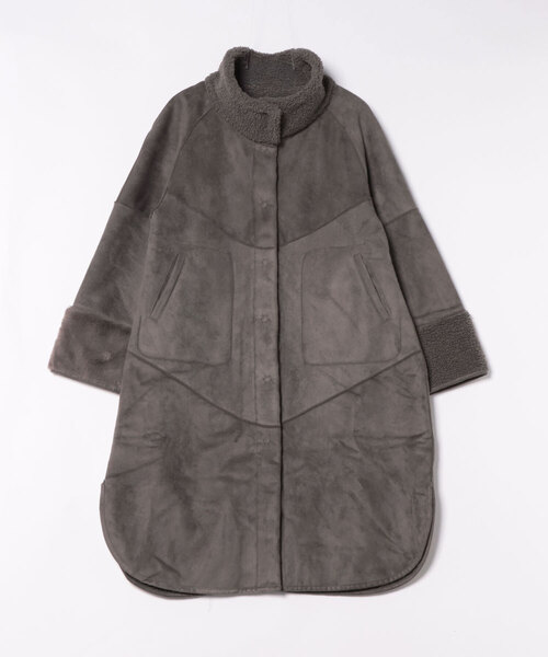 セール】洗えるリバーシブルフェイクムートンコート | スタンドネック