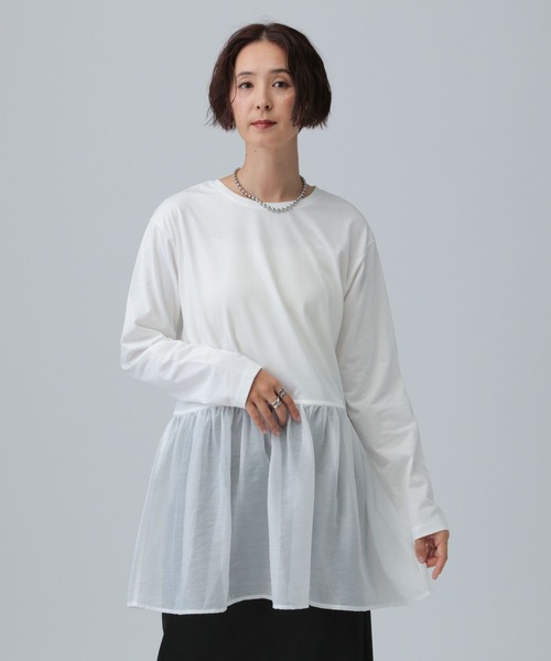 LEPSIM（レプシィム）の「裾アソートレイヤード2　582455（Tシャツ/カットソー・レディース・ホワイト/ブラック/オフホワイト・FREE/TALL）」の20枚目の写真