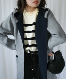 ダンボールニットフード付きロングコート