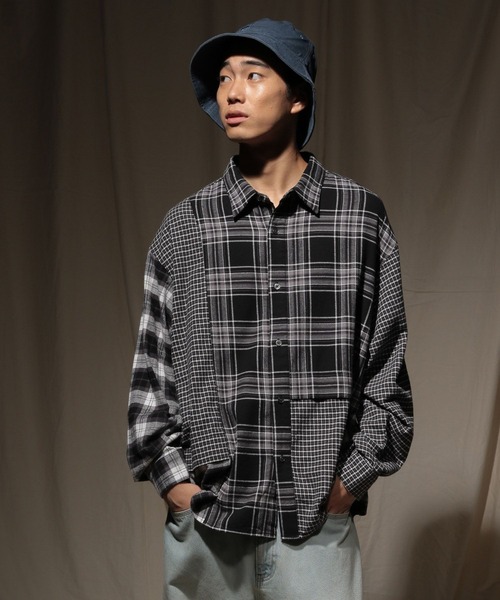 セール】チェックパッチワークシャツ（シャツ/ブラウス）｜niko and