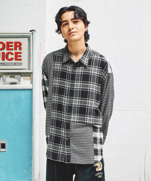 セール】チェックパッチワークシャツ（シャツ/ブラウス）｜niko and