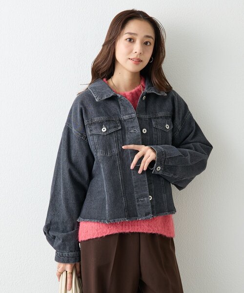 un dix cors（アンディコール）の「《大人カジュアルなムード漂う》裾フリンジデニムジャケット（デニムジャケット・レディース・インディゴブルー/ブラック・FREE）」の4枚目の写真